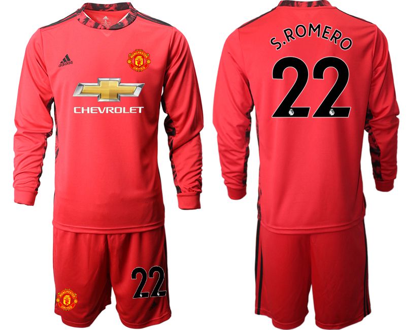 Men 2020-2021 club Manchester United red goalkeeper long sleeve #22 Soccer Jerseys